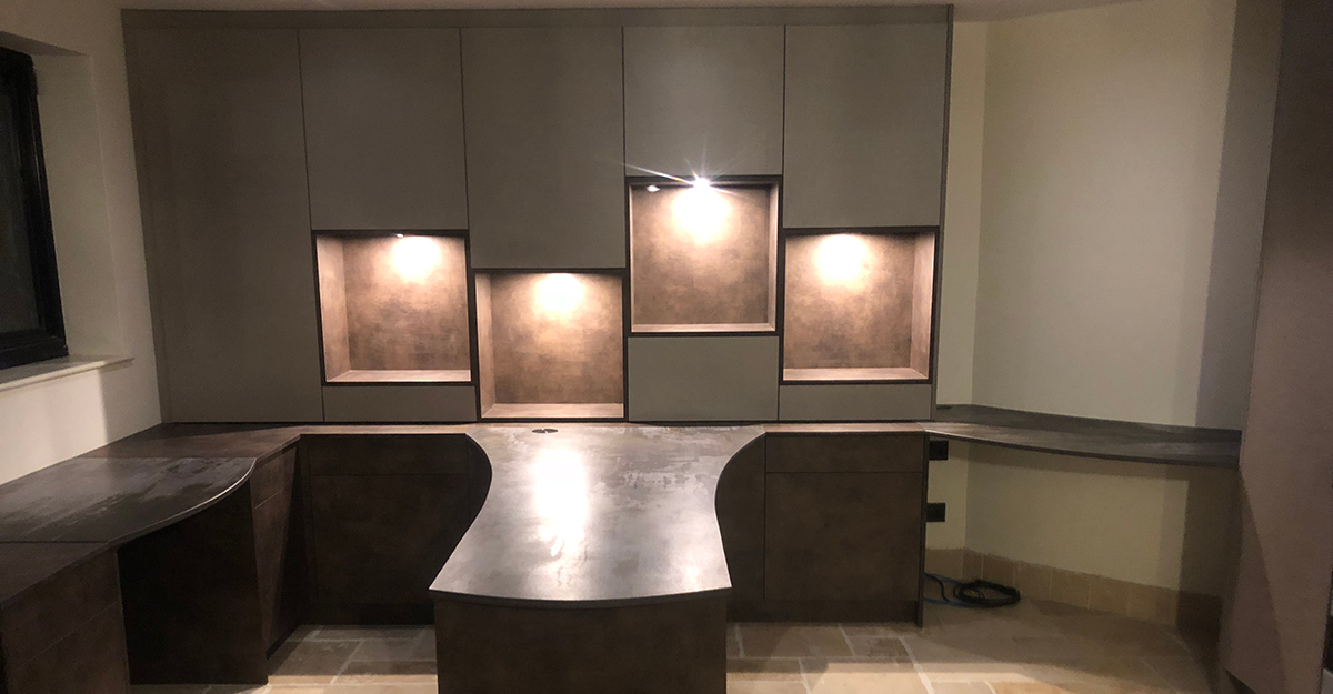 bespoke modern grey and bronze study